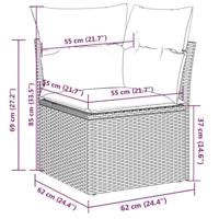 10-delige Loungeset met kussens poly rattan grijs - thumbnail