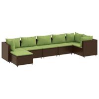 7-delige Loungeset met kussens poly rattan bruin - thumbnail