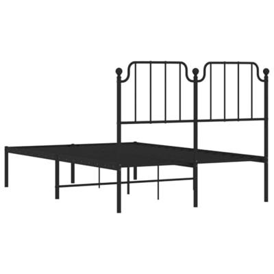 Bedframe met hoofdbord metaal zwart 120x190 cm