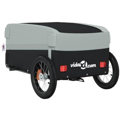 VidaXL Fietstrailer 30 kg ijzer zwart en grijs