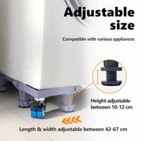 VidaXL Wasmachinebasis grijs 67 x 67 x 12 cm roestvrij staal - thumbnail