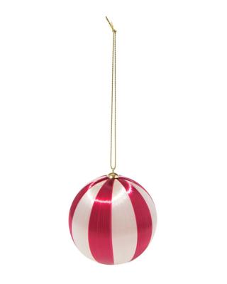 HEMA Kerstbal 6.9cm satijn strepen rood (multi)