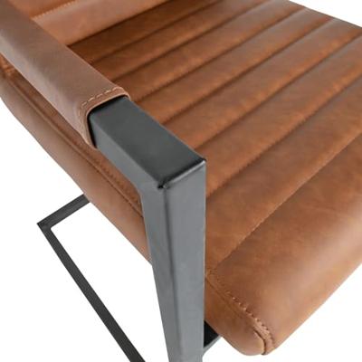 WOOOD Bas Eetkamerstoel - Pu - Cognac - Set van 2 WOOOD Bas Eetkamerstoel - Pu - Cognac - Set van 2