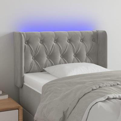 Hoofdbord LED 83x16x78/88 cm fluweel lichtgrijs