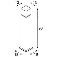 SLV 1000346 SQUARE POLE 90 Staande buitenlamp Energielabel: E (A - G) LED vast ingebouwd 20 W RVS - thumbnail