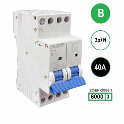 SEP krachtstroom installatieautomaat 40A INS36-3NB40 inst. 3p+n B40 6kA (36mm) 3101643040