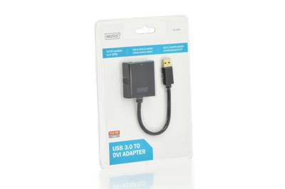 Digitus DA-70842 DVI / USB 3.2 Gen 1 (USB 3.0) Adapter [1x USB 3.2 Gen 1 stekker A (USB 3.0) - 1x DVI-bus 24+5-polig] Zwart Afgeschermd 15.00 cm