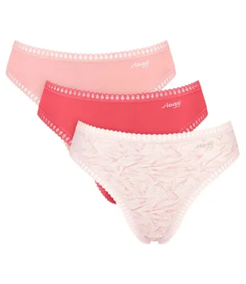 Sloggi 3-pack Crush Go - High legs slips dames - Hoog opgesneden dames onderbroeken biologisch katoen