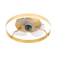 QAZQA Plafondventilator messing incl. LED met afstandsbediening - - thumbnail