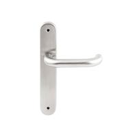 Hardbrass Deurkruk Stockholm op ovaal langschild blind - RVS - thumbnail