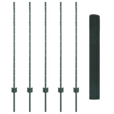 VidaXL Hek met paal groen 1,2 x 10 m staal en pvc