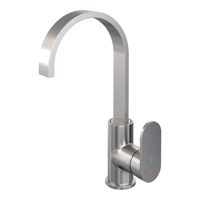 Brauer Brushed - Edition Wastafelmengkraan opbouw - hoog - draaibaar - platte uitloop - model C - PVD - geborsteld RVS 5-NG-003-S1