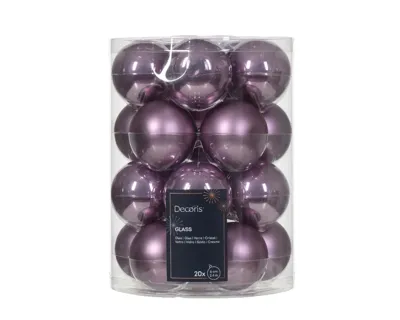 Decoris kerstballen glas 20st Lila 6cm
