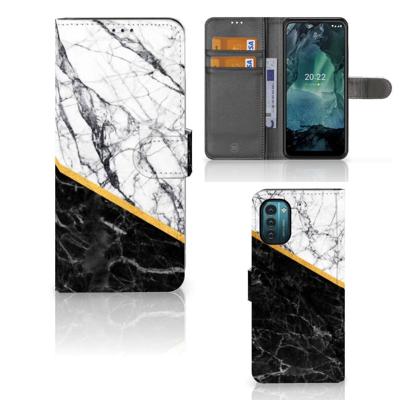 Nokia G11 | G21 | Bookcase | Marmer Wit Zwart - Origineel Cadeau Man