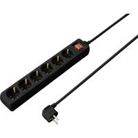 Sygonix SY-4891006 Stekkerdoos met schakelaar 6-voudig Zwart Randaarde stekker 1 stuk(s) - thumbnail