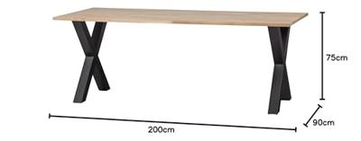 WOOOD Eettafel 'Tablo' met X-poot, 200 x 90cm WOOOD Eettafel 'Tablo' met X-poot, 200 x 90cm