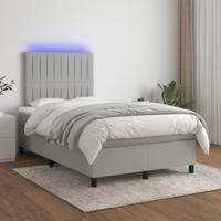 Boxspring met matras en LED stof lichtgrijs 120x190 cm - thumbnail