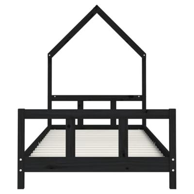 Kinderbedframe 90x200 cm massief grenenhout zwart