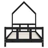 Kinderbedframe 90x200 cm massief grenenhout zwart - thumbnail