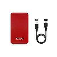 Externe Doos TooQ TQE-2528R 2,5" SATA USB 3.1 Rood - thumbnail