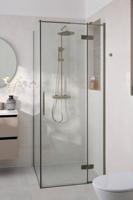 Saqu Grace douchecabine met draaideur rechts incl. antikalk 90x90x210cm geborsteld grijs - thumbnail