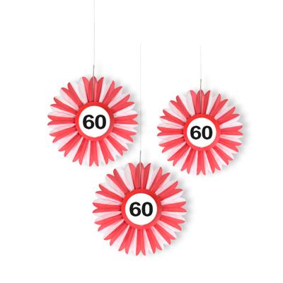 Honeycomb waaier 60 jaar 3 stuks