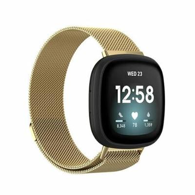 By Qubix - Compatible met Fitbit Versa 3/4 & Sense 1/2 milanese bandje - Large - Goud - Compatible fitbit bandje