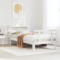 Bedframe met hoofdeinde zonder matras 90x200 cm wit - thumbnail