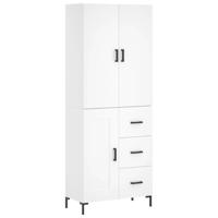 Hoge kast 69,5x34x180 cm bewerkt hout wit - thumbnail
