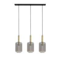Light & Living Eettafel hanglampLekar 3x E27 - messing met smoke glas - 2946184 - thumbnail