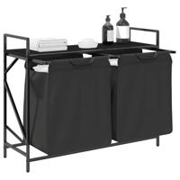 Wasmand 2 vakken met plank zwart eikenkleurig - thumbnail