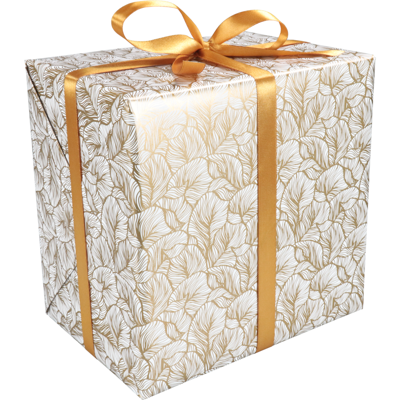 Cadeaupapier | 200m | 80gr/m² | Leafs | wit/goud