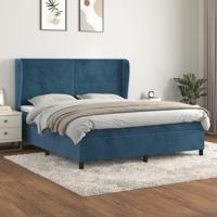 Boxspring met matras fluweel donkerblauw 160x200 cm - thumbnail