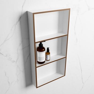 MONDIAZ EASY Nis 59,5x29,5cm in solid surface kleur Rust | Talc. 3 vakken geschikt voor in- of opbouw MONDIAZ EASY Nis 59,5x29,5cm in solid surface kleur Rust | Talc. 3 vakken geschikt voor in- of opbouw