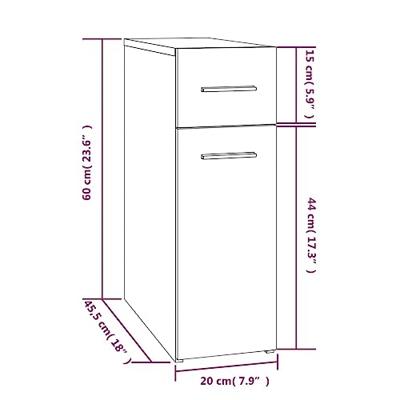 Apothekerskast 20x45,5x60 cm bewerkt hout gerookt eikenkleurig