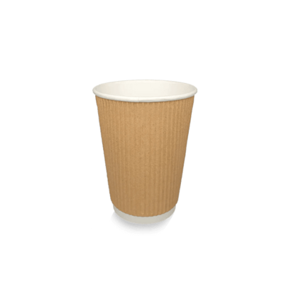 Kartonnen koffiebeker 360cc 12oz Ripple Kraft