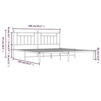 Bedframe met hoofdbord metaal wit 200x200 cm - thumbnail
