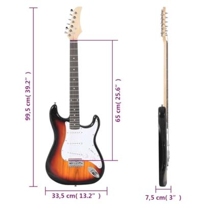 VidaXL Gitaar voor beginners elektrisch met tas 4/4 39" bruin en wit - thumbnail