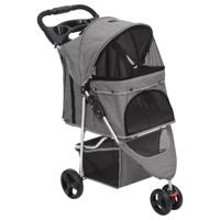 VidaXL Hondenwagen inklapbaar 80x46x98 cm oxford stof grijs - thumbnail