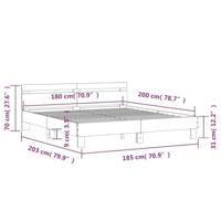 Bedframe met hoofdeinde en LED gerookt eikenkleurig 180x200 cm - thumbnail