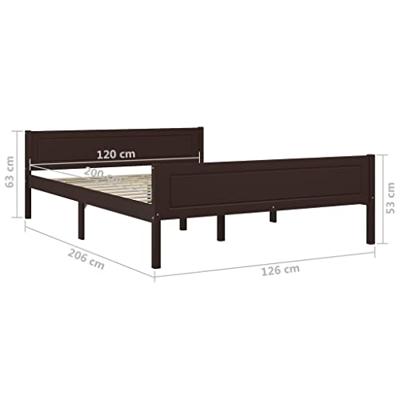 Bedframe massief grenenhout donkerbruin 120x200 cm