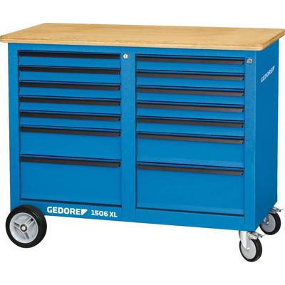 Gedore 2528088 1506 XL 2511 - werkbank op wielen, 1,25 m breed, met 14 laden (l x b x h) 1200 x 1250 x 985 mm