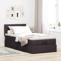 Ottoman bed met matras 160x200cm stof donkerbruin - thumbnail