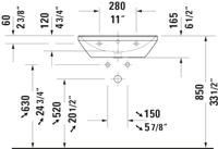 Wastafel Duravit D-Neo Met Overloop Kraanvlak Zonder Kraangat 60 cm Hoogglans Wit Duravit - thumbnail