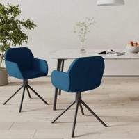 Eetkamerstoelen draaibaar 2 st fluweel blauw - thumbnail