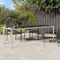 Tuintafel 250x100x75 cm poly rattan en gehard glas wit - thumbnail