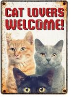 Plenty Gifts waakbord blik cat lovers welcome - thumbnail