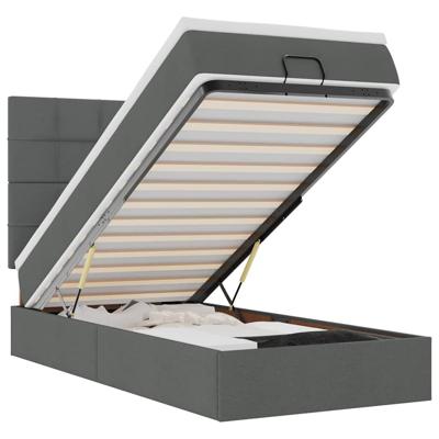 Bed met matras 90x200 cm stof donkergrijs