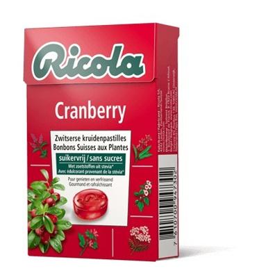 Ricola Cranberry suikervrij doosje 50 Gram