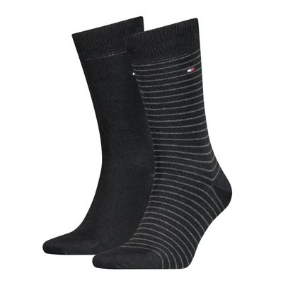 Tommy Hilfiger Men Small Stripe Sock Black 2-Pack-43/46
